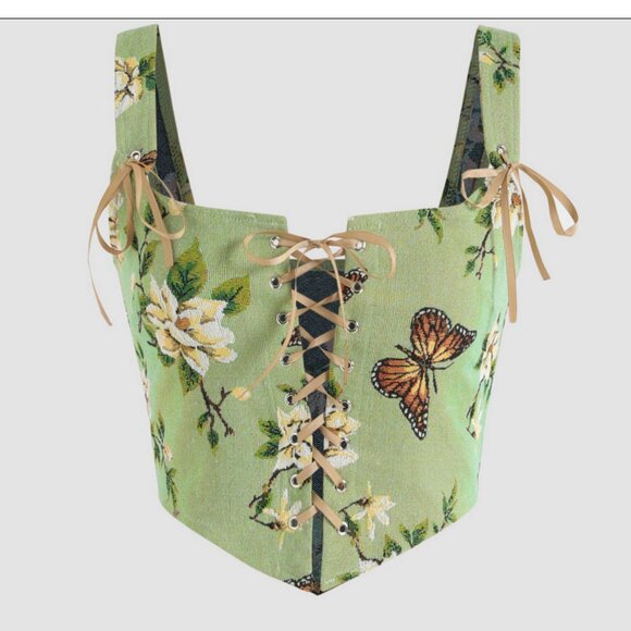 Cider Laceup Corset Tapestry Top in EUC - Picture 8 of 13